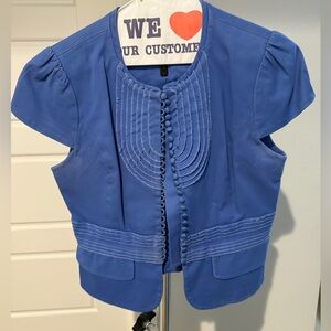 BCBG Blue Short Sleeve Cropped Blazer